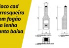 Bloco cad churrasqueira com fogão a lenha planta baixa