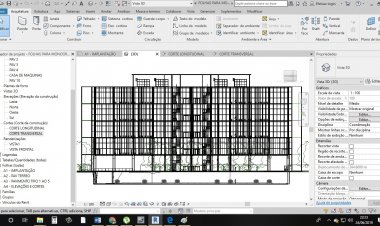 Corte longitudinal feito no Revit